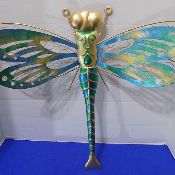 AB Tools Metallo verde giardino Dragonfly/Wall Art ornamento