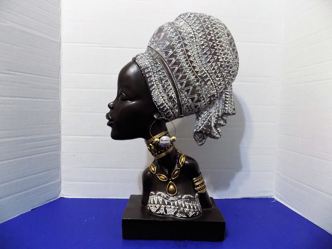 NEW Black African Queen Statue Figurine Bust Etsy