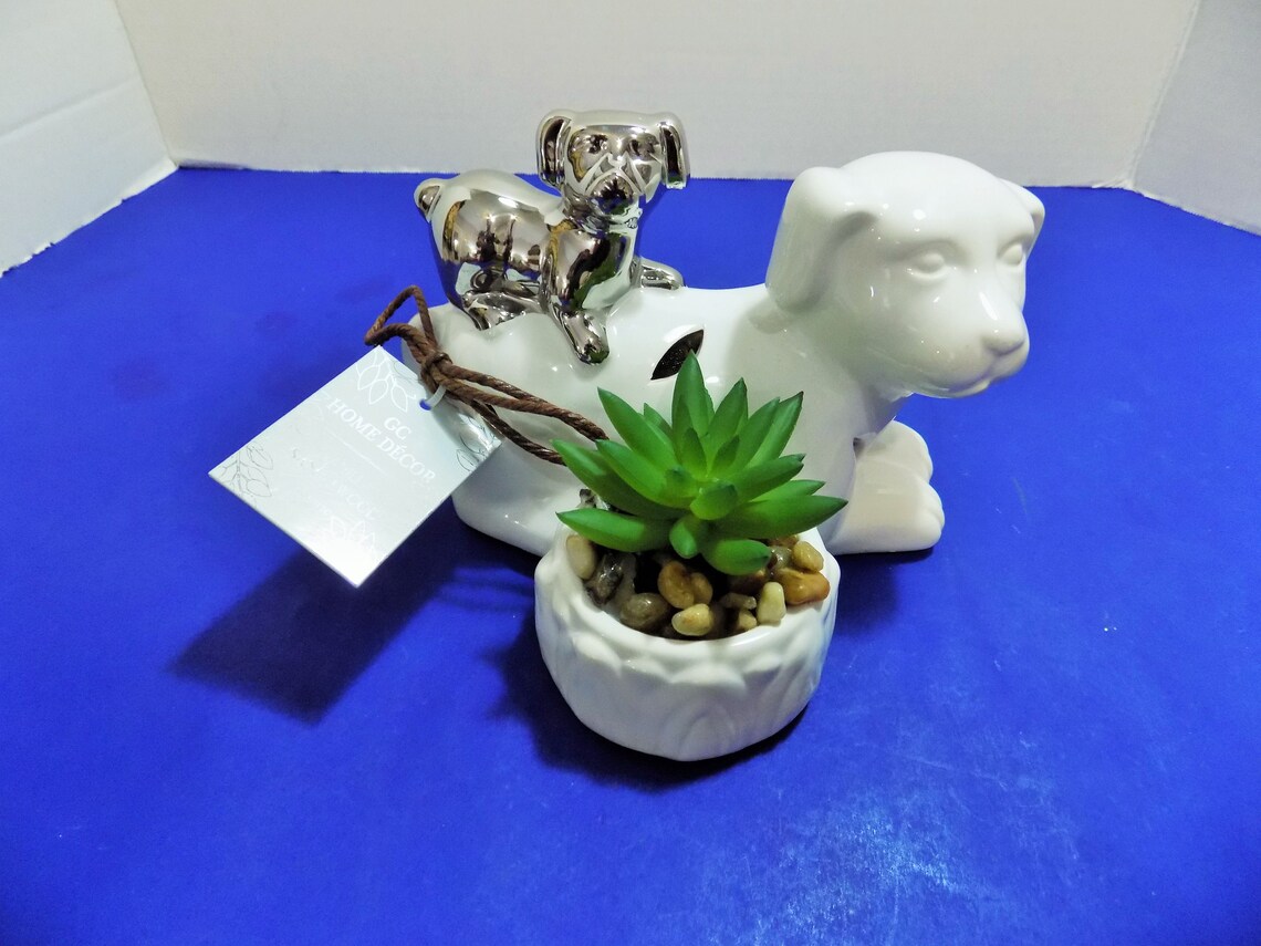 NEW GC Home Decor Dog & Puppy Figurine Potpourri Holder Etsy