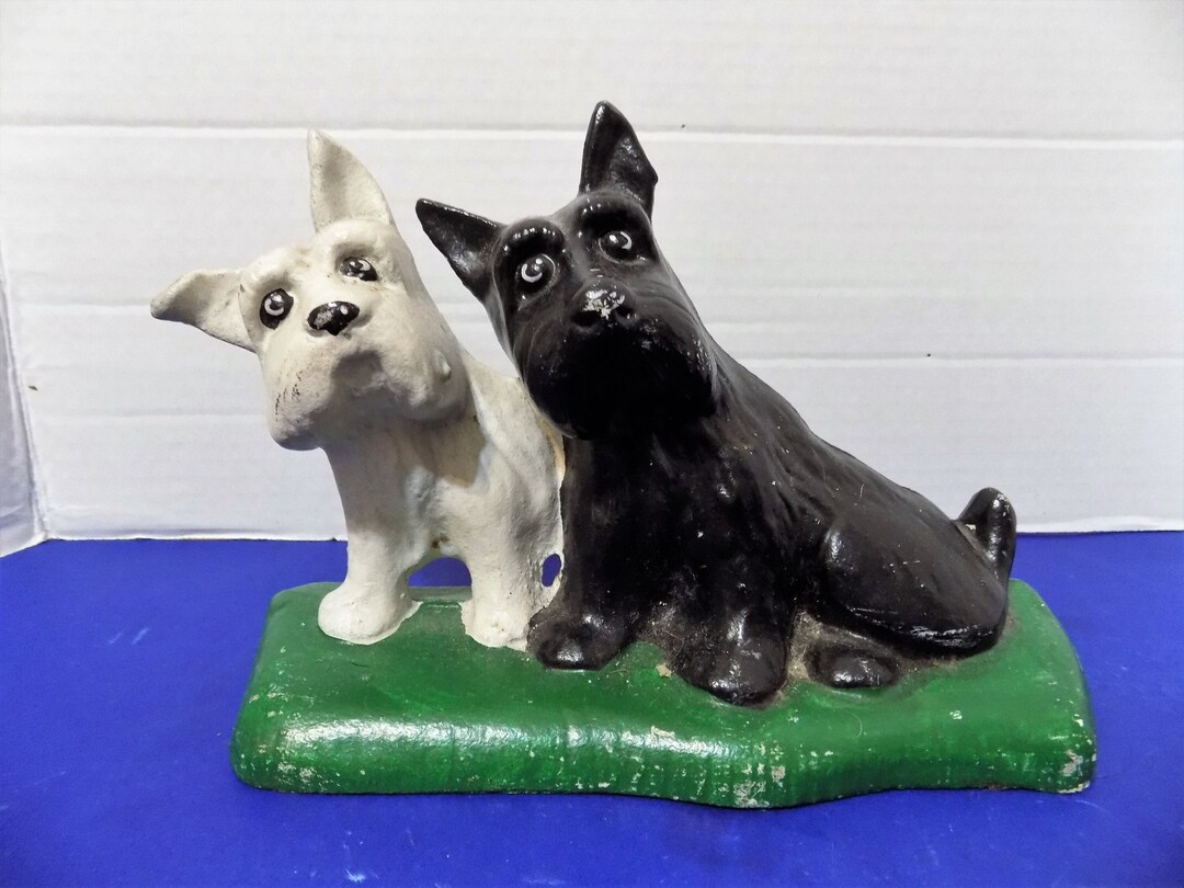 Cast Iron Dog's Scottish Terriers Doorstop Vintage Style Figurine Etsy UK