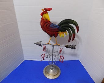 New Rooster Weathervane Metal Movable Figurine Sculpture Country Farmhouse Decor