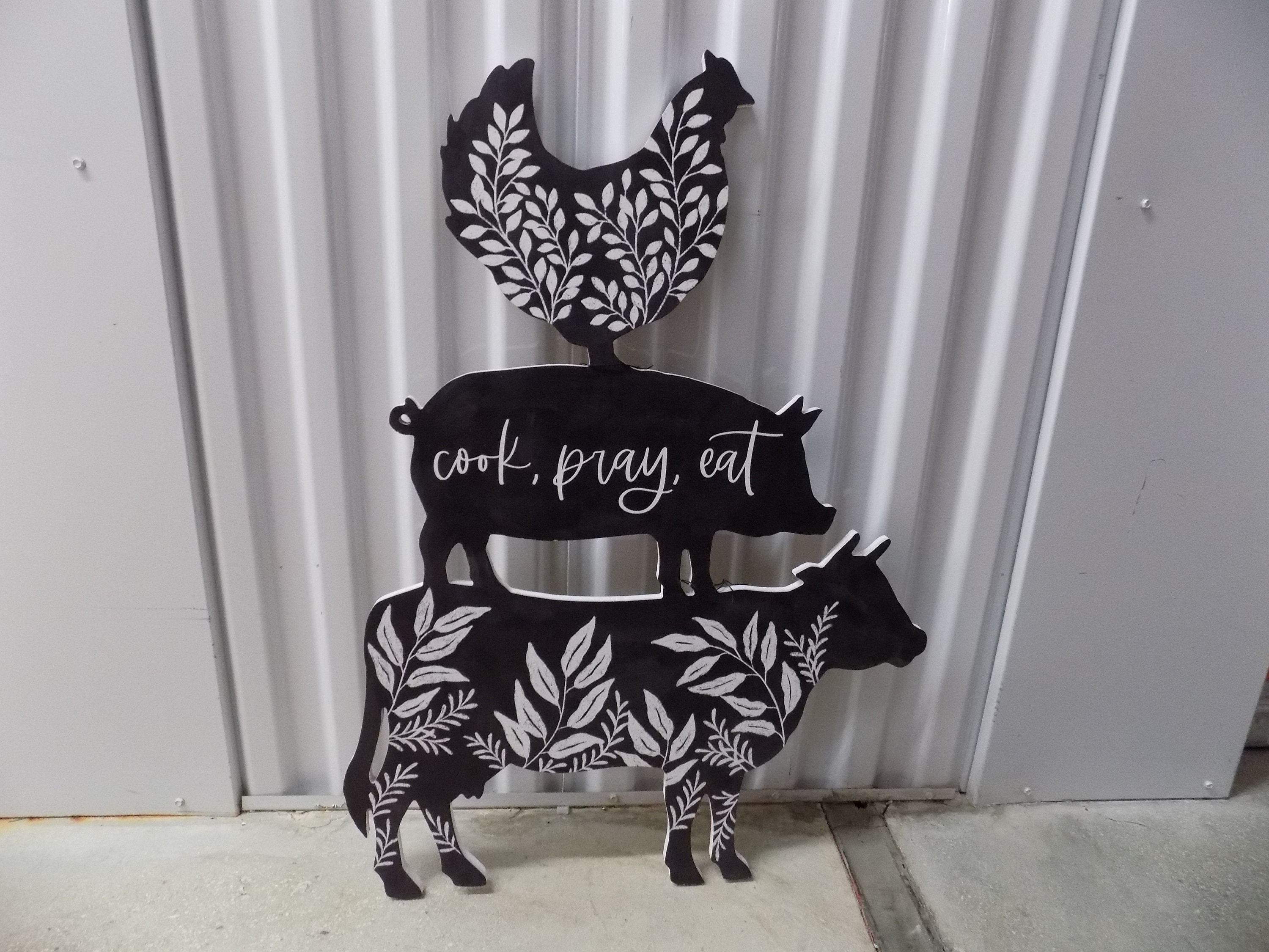 NEW Hen Pig Cow Country Wall Art Rustic Home Farmhouse Cook Pray Eat, image size:3000x2250