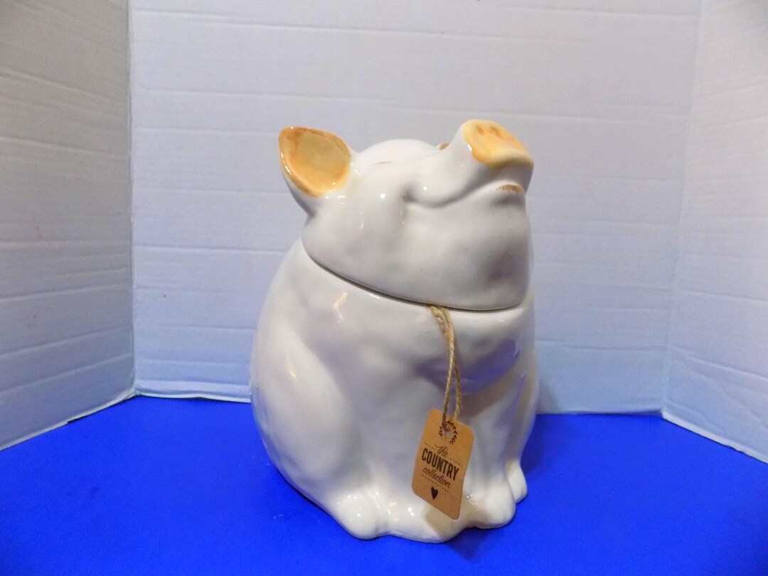 NEW Pig Cookie Jar Figurine Rustic Farmyard Collection Hog Country ...