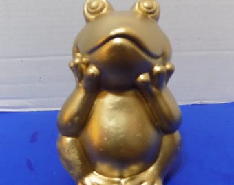 NEW Gold Frog Figurine Statue Frogs Plaster
