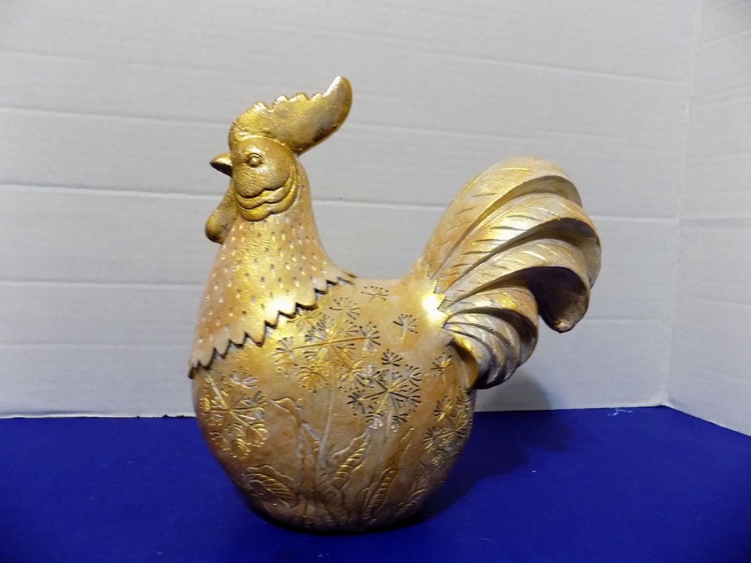 NEW Golden Rooster Statue Figurine Country Home Decor Etsy