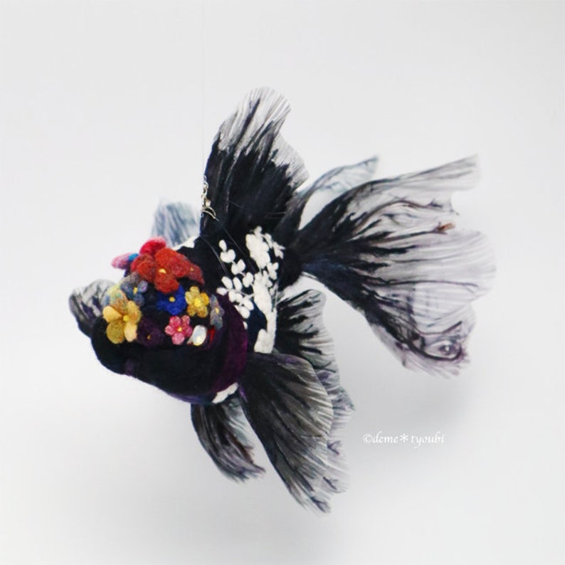 Soiree Oranda Wool Felt Goldfish Needle Felting Miniature Fish Etsy