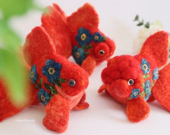 Made to Order Needle felting goldfish"Flower goldfish”  artdoll demetyoubi