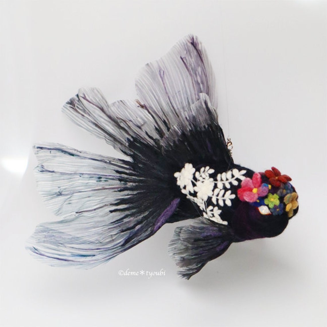 Soiree Oranda Wool Felt Goldfish Needle Felting Miniature Fish Etsy