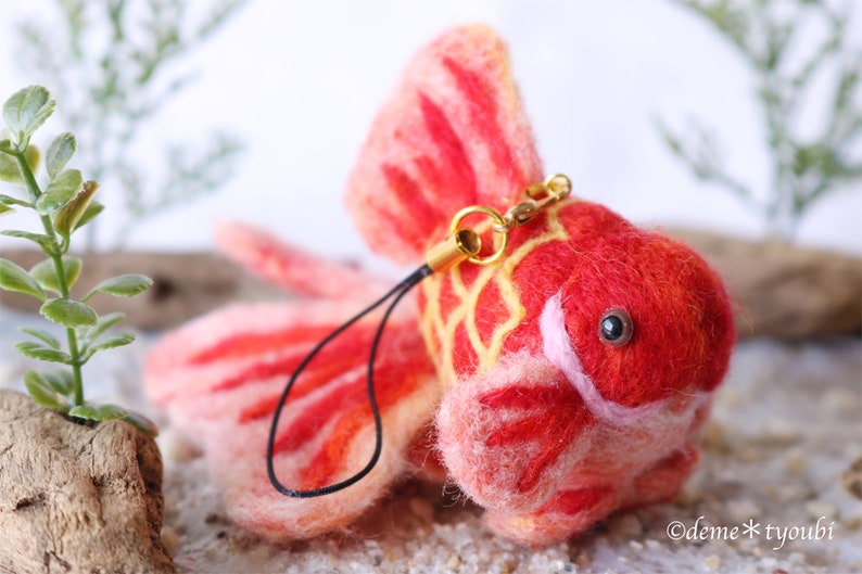 Wool Felted Felt Goldfish Needle Felting Gold Fish Miniature Etsy