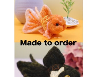 Made to order Needle felted animals needle fielting goldfish art fish aquarium demetyoubi