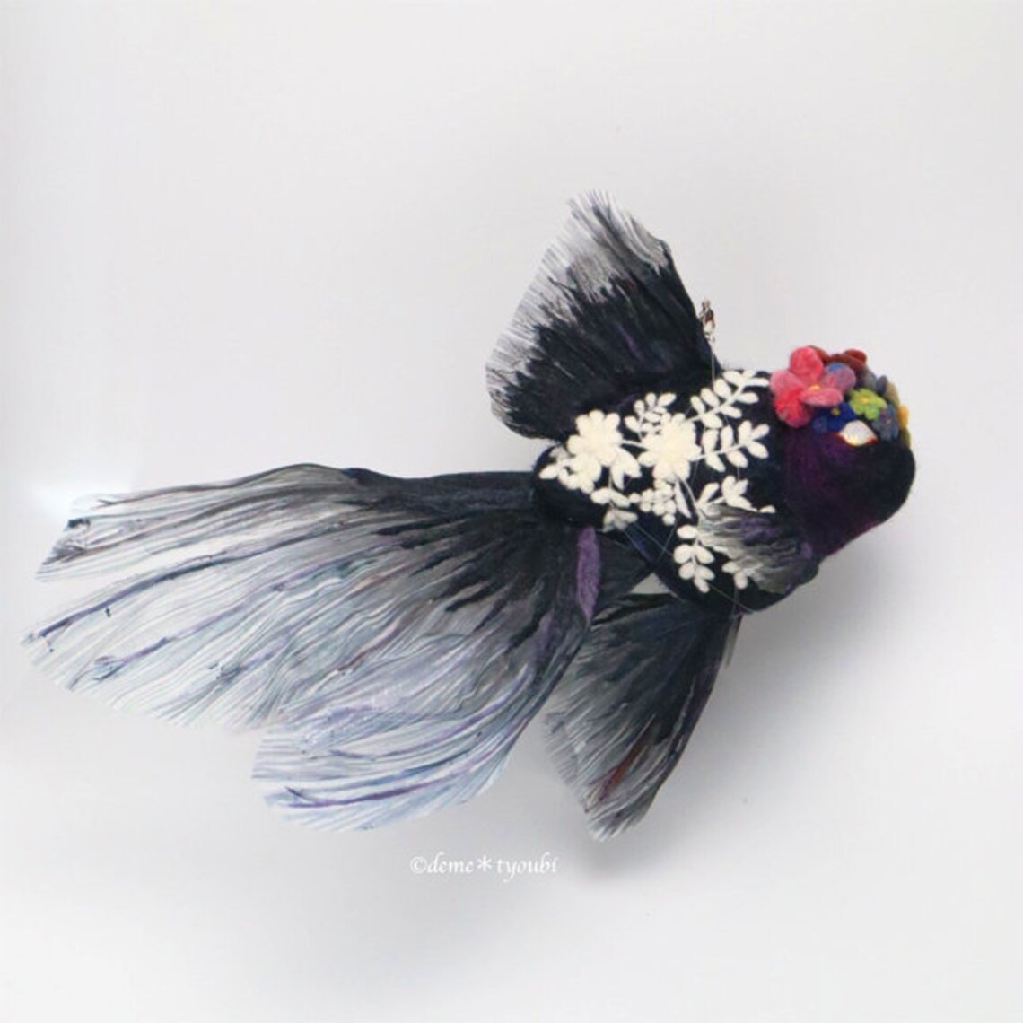 Soiree Oranda Wool Felt Goldfish Needle Felting Miniature Fish Etsy