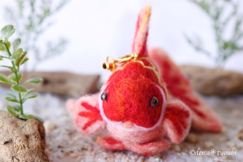 Wool Felted Felt Goldfish Needle Felting Gold Fish Miniature Etsy