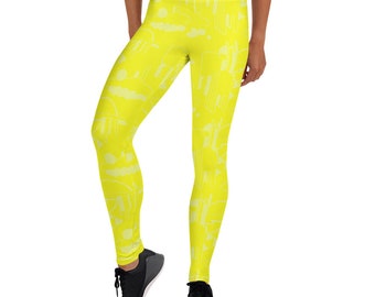 Legging « Sun » par SCEB - Motif abstrait en deux couleurs jaunes différentes