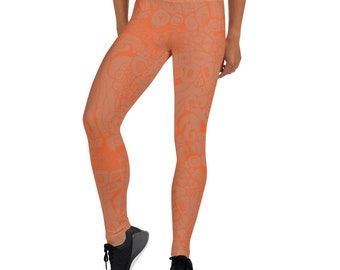 Leggings "Coral" by SCEB - Bright orange and orange abstract pattern