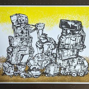 Scrapyard - Riso print - an exclusive abstract Risograph print. Limited edition, it&#39;s a true statement piece for any art lover or collector