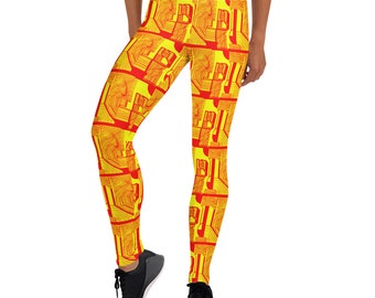 Leggings "C" by SCEB - Yoga Pants with yellow and red abstract pattern