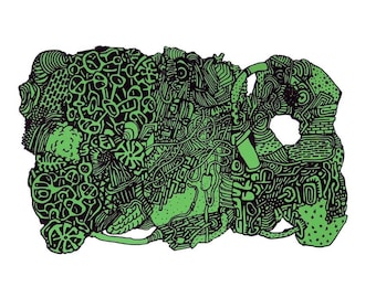 Hex nr.3 - Two colour handprinted screenprint - 35 X 50cm, Limited edition made in 30 copies