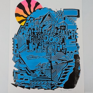 Hills pt.1 - Riso Print - Risograph Druck