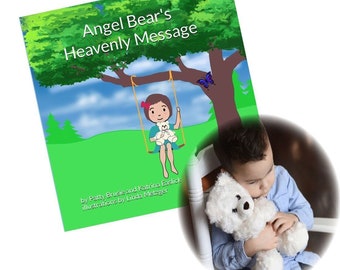 Kids Sympathy Gift, Personalized Gifts for Kids, Angel Bear Storybook and Stuffed Animal with Condolences Card, Loss of Parent, Grandparent
