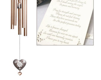 Cremation Sympathy Gift Wind Chime with Small Heart Urn for Ashes, Send to Funeral Memorial, Comfort for the Grieving for Loss of Loved One