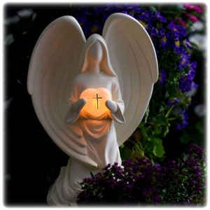 Solar Angel Statue Sympathy Gift to Comfort for Loss of Loved One, Gift Boxed with Condolence Card