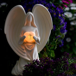 Solar Angel Wings Statue, Sympathy Gift Figurine for Celebration of Life, Memorial Service, With Condolences Card, Remembrance Gift