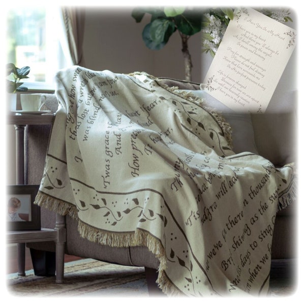 Amazing Grace Hymn on a Sympathy Blanket Throw, Memorial Gift for Funeral, Loss of Loved One, Free Condolences Card Included