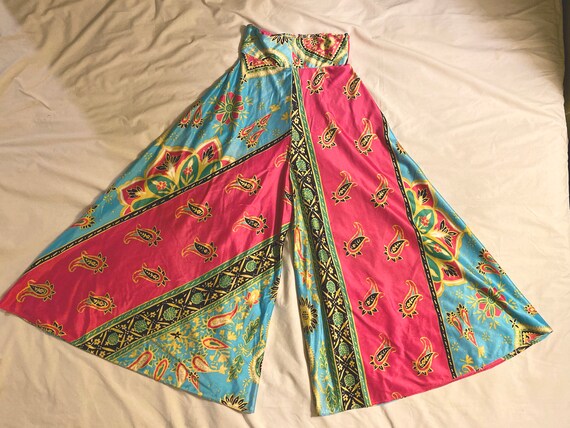 Vintage 1970s Palazzo Pants High Waist Pink Bell B