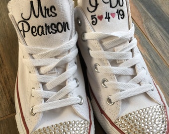 monogrammed white converse
