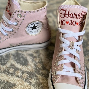 Hi Top Bling Sneakers, Bling wedding shoes, monogrammed wedding shoes, Decorated  Bride sneakers (Hi Top)Converse
