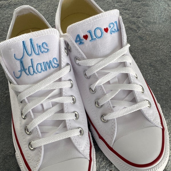 Bride Shoes, Groom shoes, Wedding Embroidered Sneakers. Wedding shoes, Groom sneakers, Decorated Sneakers (Low Top)Converse