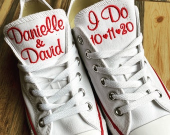 Embroidered Bride Converse Sneakers: Personalized Wedding Shoes