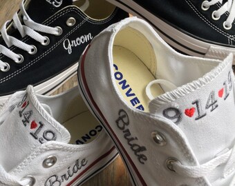 bride and groom converse