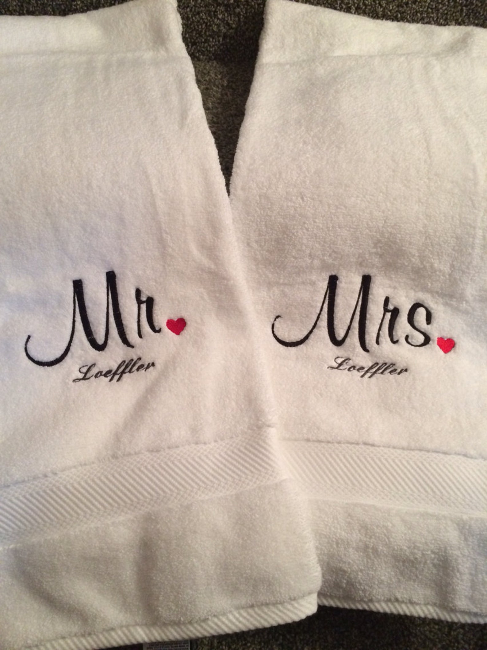 Embroidered Monogrammed Wedding Gift Towels Mr & Mrs Towels Etsy