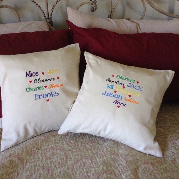 Embroidered Family Name Pillow Grandparents Gift Parents Etsy