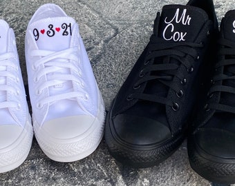 Embroidered Wedding Converse: Bride & Groom Monogrammed Sneakers