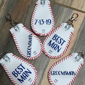 Groomsmen Gift, Baseball Bag tag, Sports Bag tag, luggage tag, keychain, softball keychain, baseball keychain