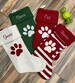 Personalized Embroidered Pet Dog Christmas Stocking, Cat stocking, Red or Winter white cable knit stocking 