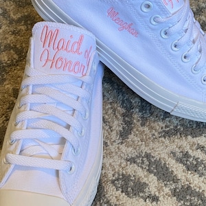 Maid of honor Shoes, Matron of Honor shoes, Wedding Embroidered Sneakers. Bridal party sneakers, Decorated Sneaker (Low Top)Converse
