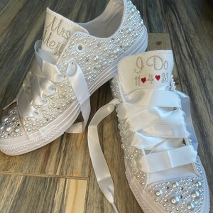 PEARL & BLING Encrusted Converse Bride Shoes Wedding - Etsy