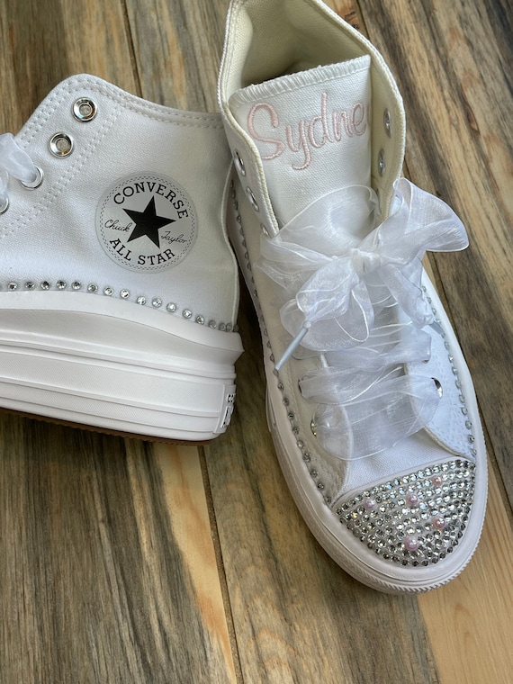 Converse Platform Move Hi Top Pearl Shoes Embroidered -