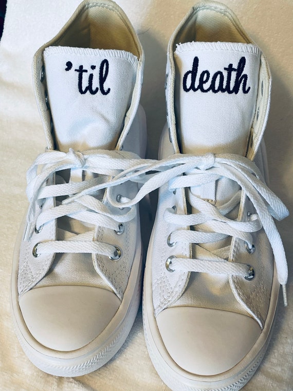 Hi Top Platform Converse Wedding Embroidered Monogrammed Sneakers