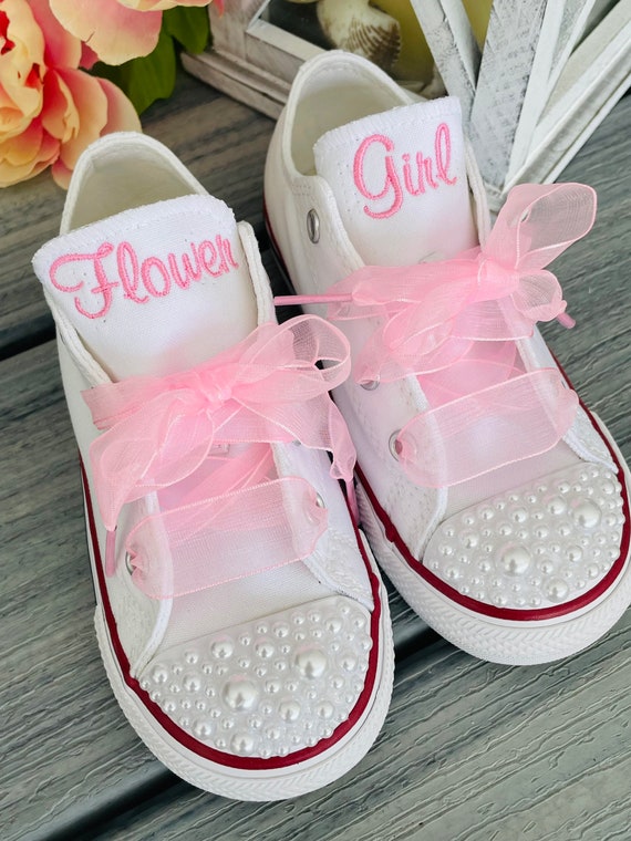 Satin Bow White Baby Girls Canvas Sneakers Tennis Shoes Bling Casual Shoes  Sport Shoes for 1st Birthday Gift