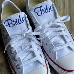 Bridesmaid shoes, Bride Tribe shoes, Maid of honor Shoes, Wedding Embroidered Sneakers. Bridal party sneakers, (Low Top)Converse