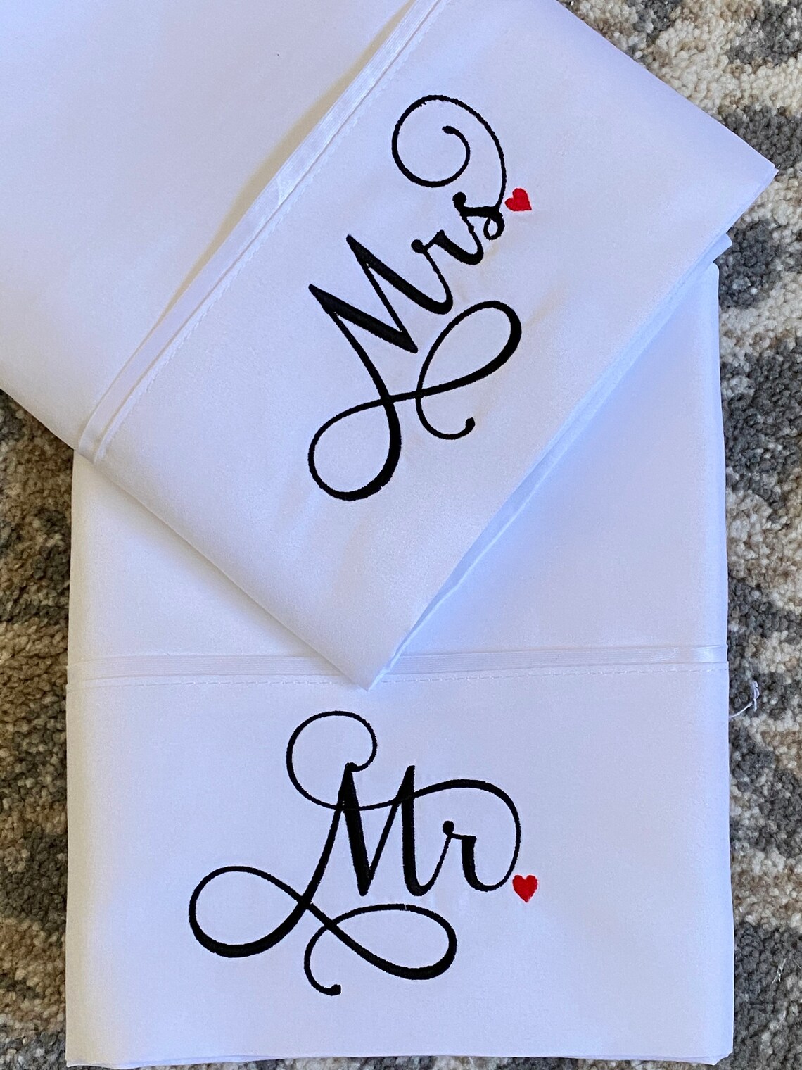 Embroidered Mr & Mrs Pillowcase Monogrammed Pillowcases Etsy