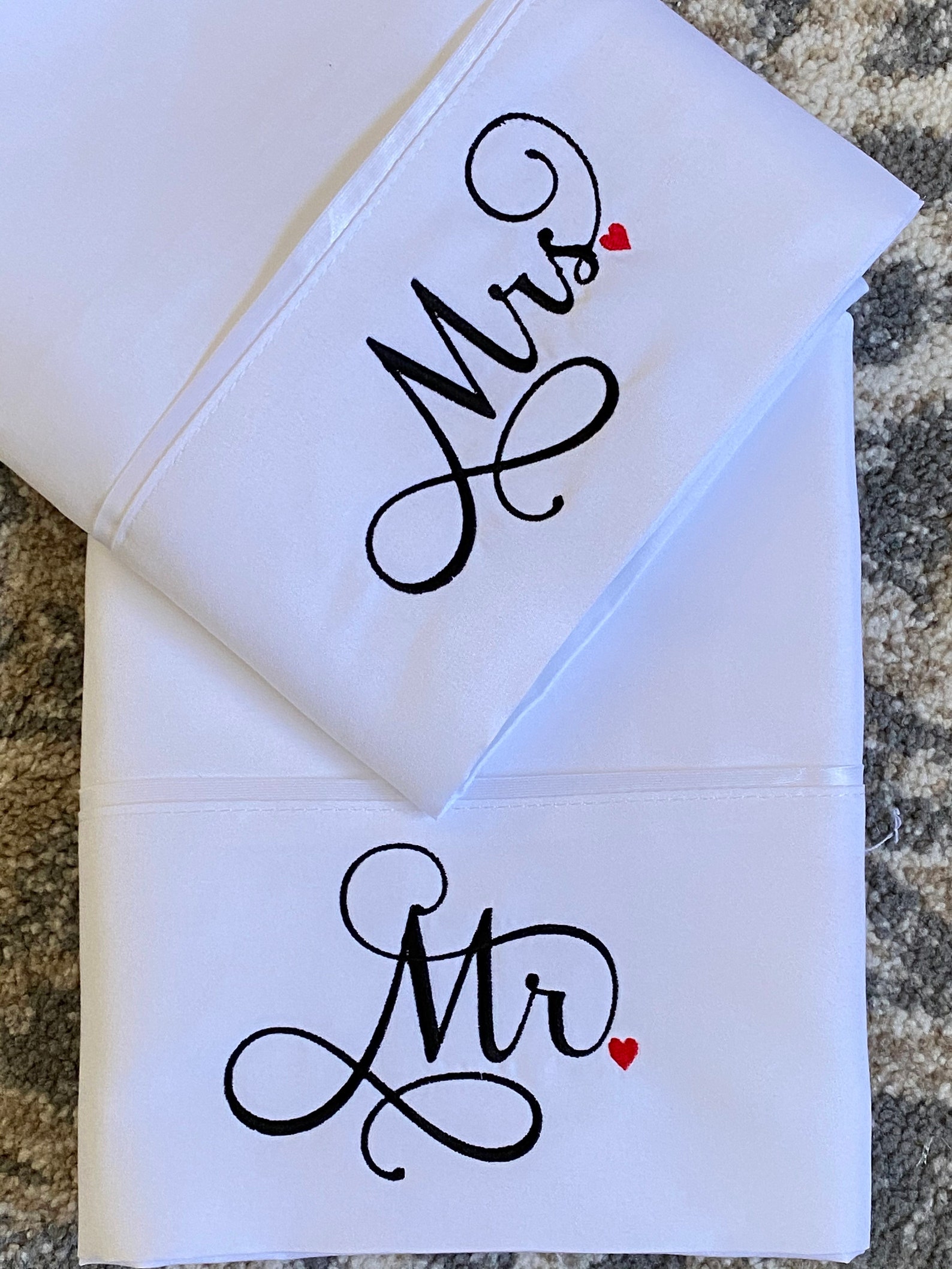 Embroidered Mr & Mrs Pillowcase Monogrammed Pillowcases Etsy
