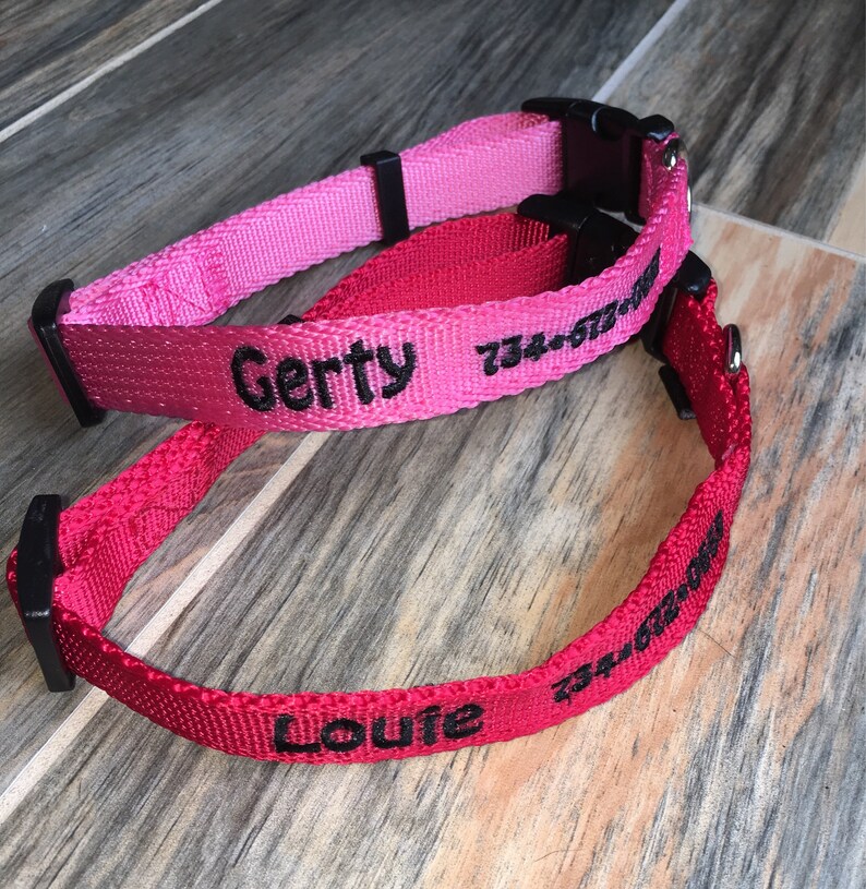 Custom Embroidered Dog Collar W/ Name Etsy