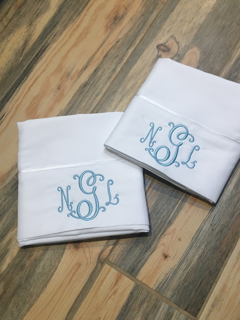 Embroidered Pillow Cases Monogram Pillowcase Pillowcase set Etsy