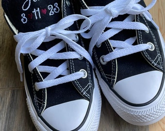Embroidered Wedding Converse Sneakers: Bride & Groom Shoes