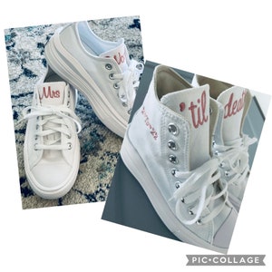 Hi Top or Low Top Platform Converse Move, Wedding Embroidered Monogrammed Sneakers, Groom sneakers, Bride sneakers, Wedding shoes Converse